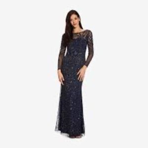Adrianna Papell Navy Long Dress Size 14 Petite